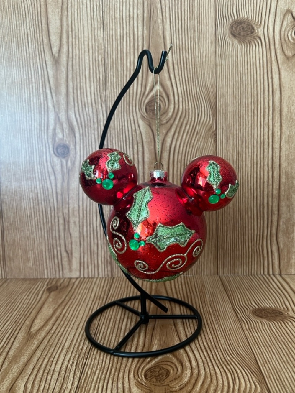 NWOT Disney Parks Mercury Red Gold Detail Gemstone Mickey Icon Ears Ornament